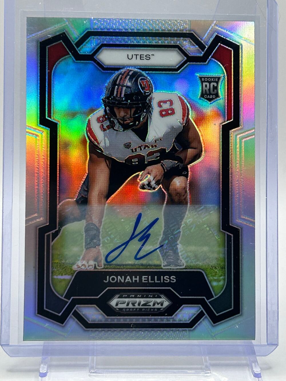 2024 Panini Prizm Draft Picks Jonah Elliss Rookie Silver Prizm Auto Broncos RC
